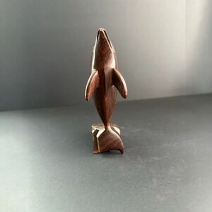Hand Carved Wooden Dolphin Figurine Sculpture Ocean Nautical Decor 5 1/2"